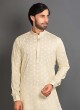 Cotton Light Yellow Kurta Pajama